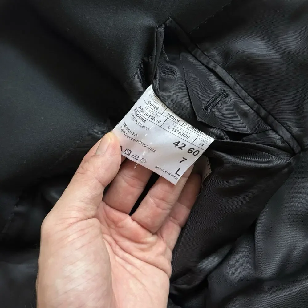 Canali Made In Italy Wool Mohair Travel Suit Black Men’s Size 48L Pants 42x33